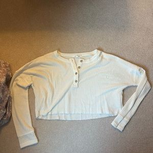 12th Tribe Cream Long Sleeve Henley Top
